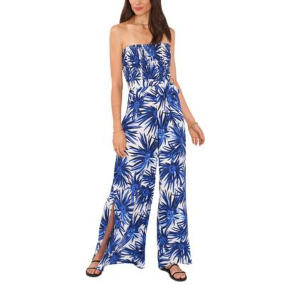 1.state Strapless Tie-Waist Jumpsuit Cover-Up Sea Urchin Size L - Picture 2 of 2